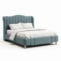 Letto matrimoniale con struttura in tessuto azzurro dimensioni 205 x 160 x 100cm