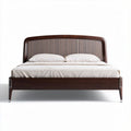 Letto matrimoniale in legno scuro con testiera a doga 200 x 160 x 100cm