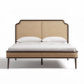 Letto matrimoniale in legno con testiera in midollino 200 x 160 x 100cm beige