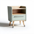 Comodino in legno con cassetto di colore verde e ripiano superiore 40 x 30 x 50cm