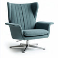 Poltrona girevole in tessuto blu con supporto in metallo 80 x 75 x 100cm
