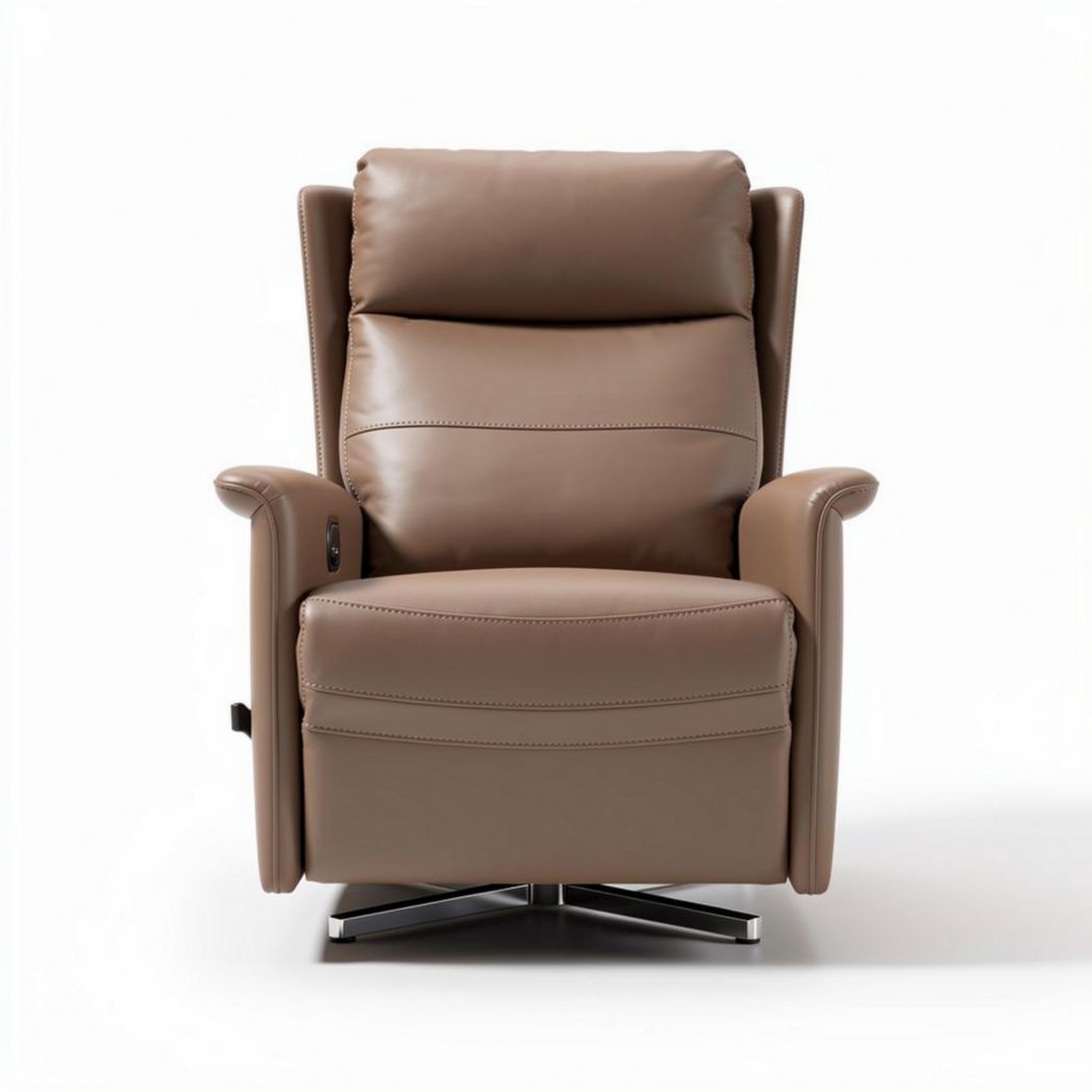 Poltrona reclinabile in pelle marrone con supporto lombare 80 x 80 x 100cm