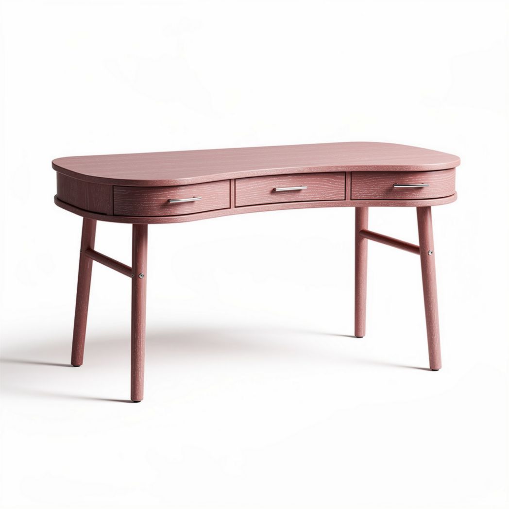 Scrivania moderna in legno rosa con tre cassetti dimensioni 120 x 60 x 75cm