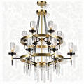 Lampadario in metallo dorato e nero con dettagli in cristallo 50 x 50 x 60cm