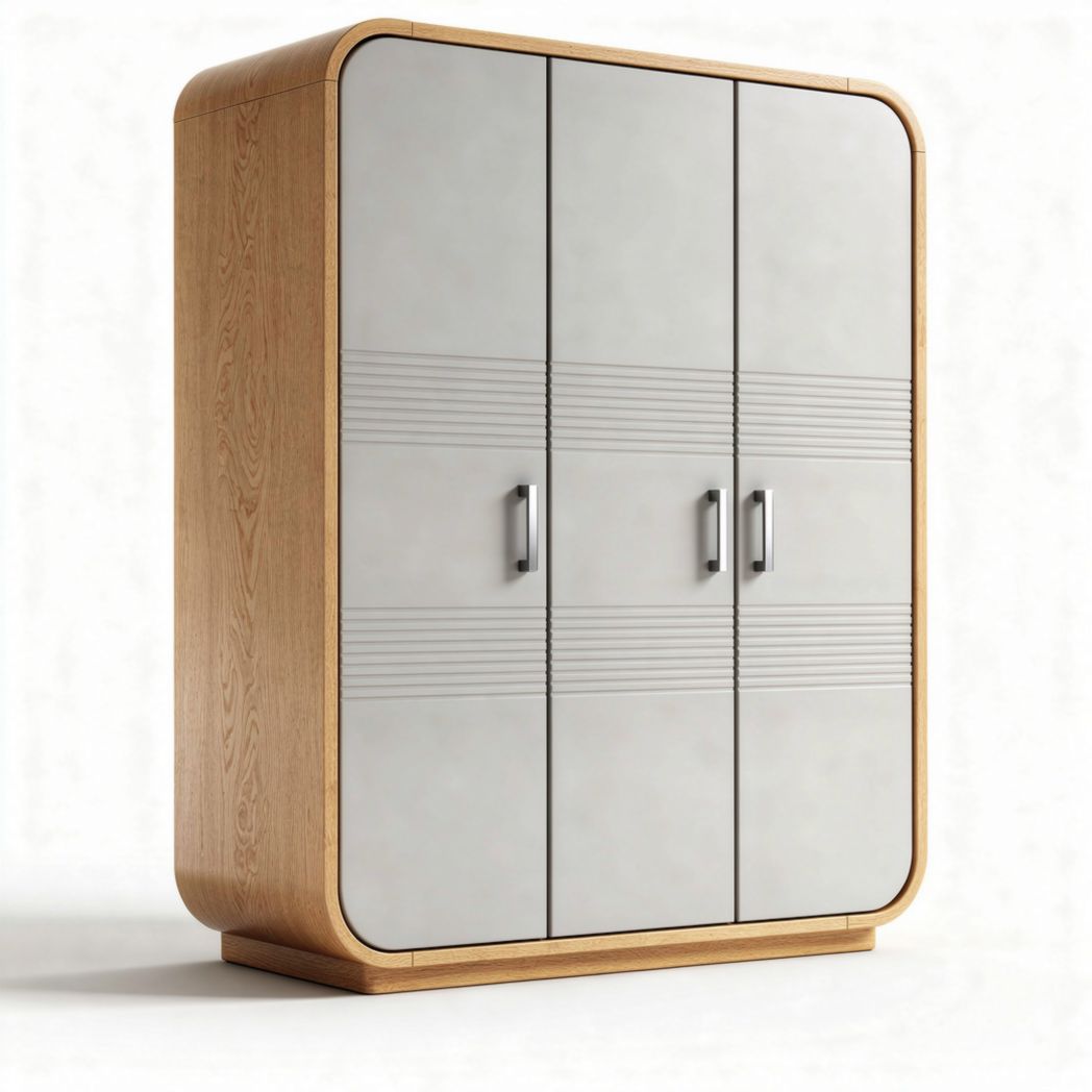 Armadio in legno con ante grigie dimensioni 150 x 60 x 200cm