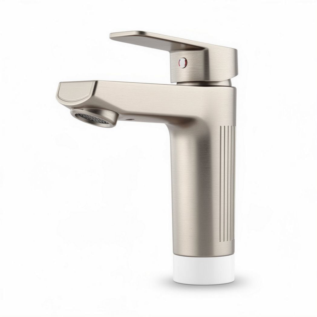 Rubinetto monocomando in acciaio inox spazzolato per lavabo 20 x 10 x 15cm