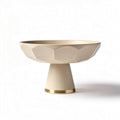Ciotola in ceramica color beige con base dorata 20 x 20 x 10cm